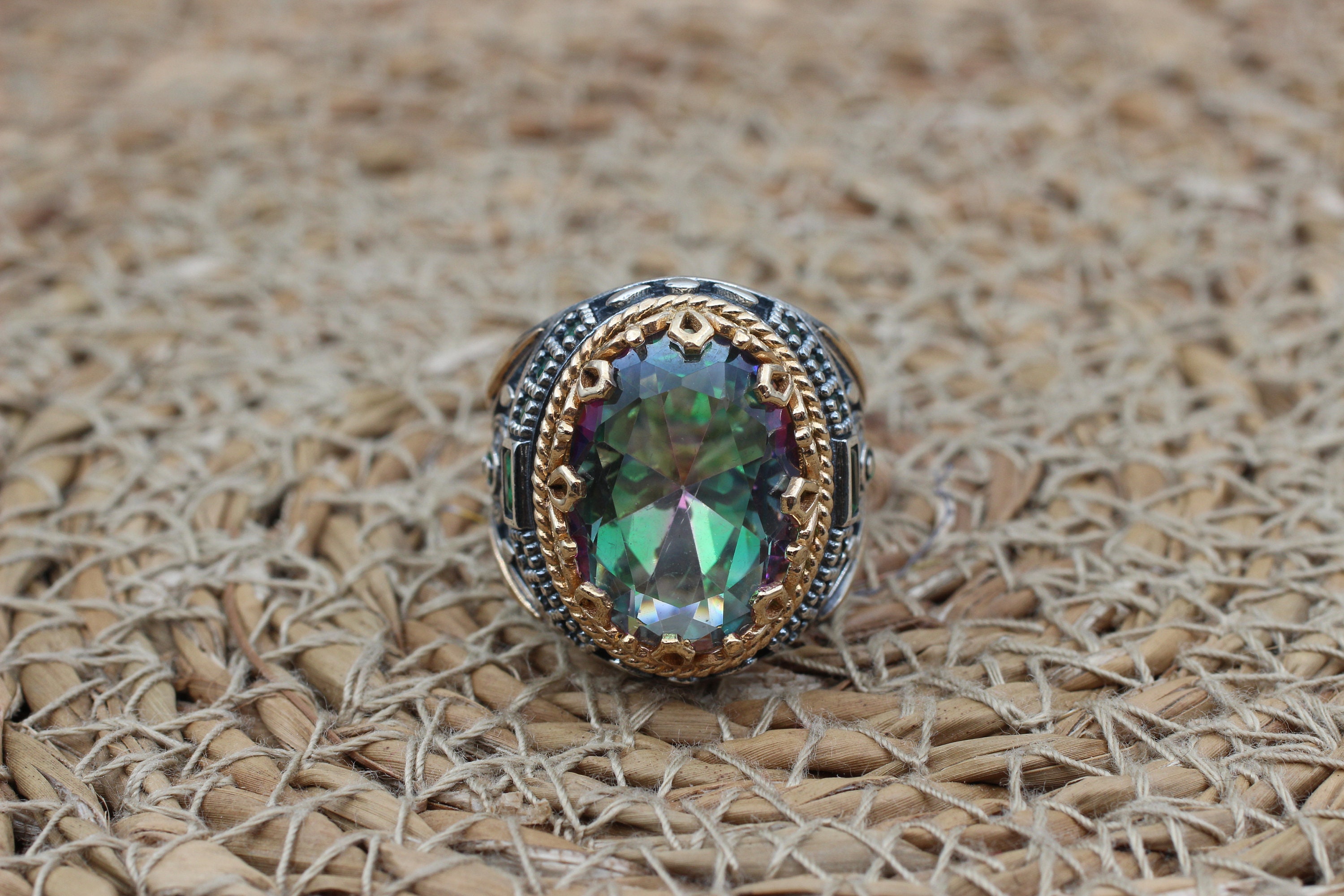 925 Silber Ring Mystic Topas Osmanisch Türkisch Handarbeit 925