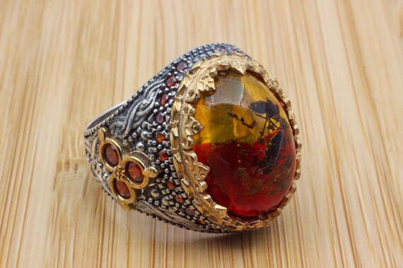 Bague homme faite main bague homme turque faite main bague homme ottomane bague homme ambre bague homme cadeau pour lui argent sterling 925 carats Etsy France