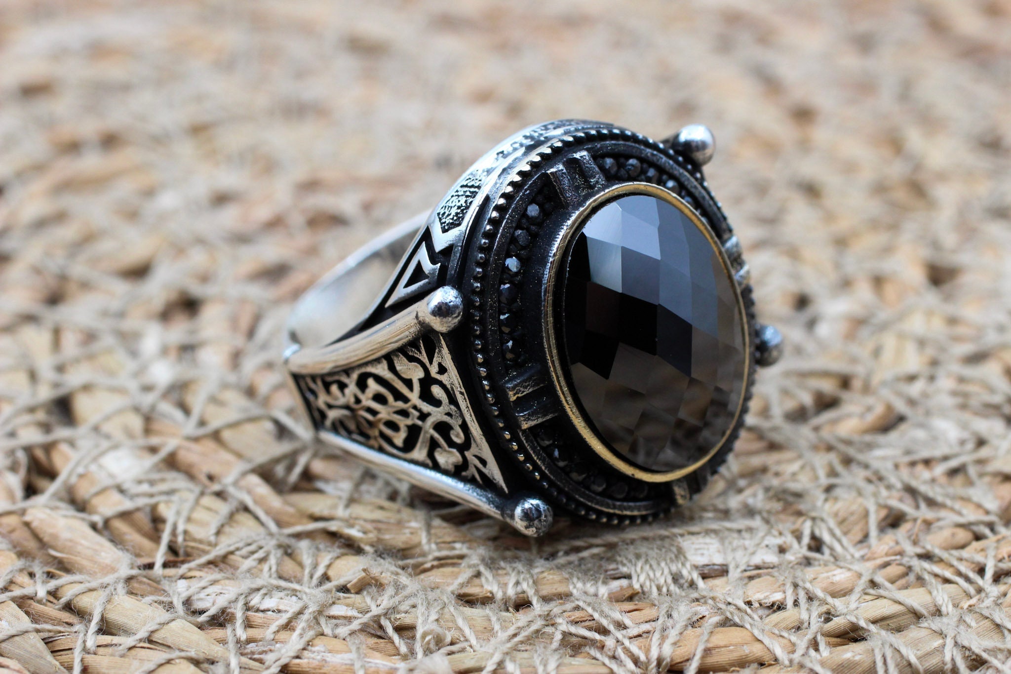 Handmade Sterling Silver & Bronze Onyx Men's Ring - Etsy