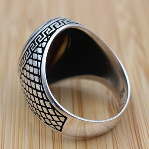 Men's Handmade Ring, Turkish Handmade Silver Men Ring, Ottoman Ring, Tiger Eye Ring, Men's Jewelry, Gift for Him, 925k Sterling Silver Ring image 5