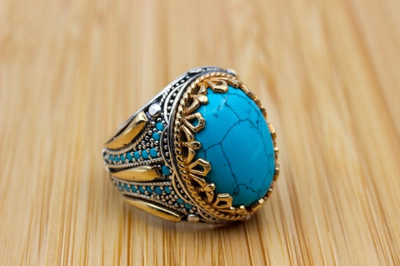 Turquoise Men's Ring Handmade Ring Turkish Handmade - Etsy