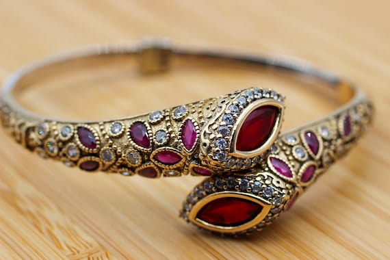 Ruby Bracelet Ottoman Bracelet Handmade Bracelet Bangle Cuff