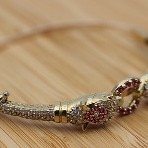 Ruby Bracelet, Snake Bracelet, Handmade Bracelet, Bangle Cuff, Turkish Handmade, Animal Bracelet, Gift for Her, 925k Sterling Silver, Ruby image 2