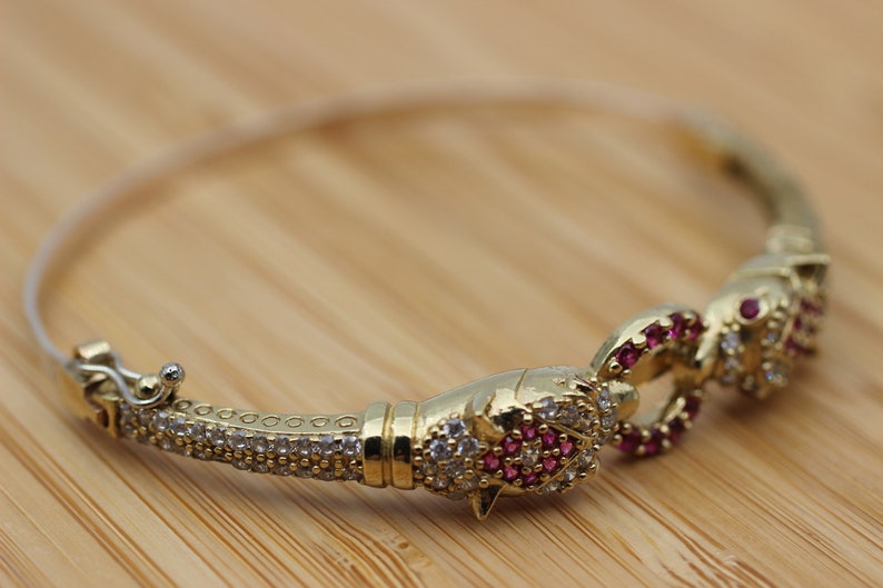Ruby Bracelet, Snake Bracelet, Handmade Bracelet, Bangle Cuff, Turkish Handmade, Animal Bracelet, Gift for Her, 925k Sterling Silver, Ruby image 2