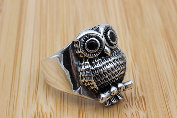 Handmade Sterling Silver Owl Ring: Turkish Animal Wrap Ring - Etsy
