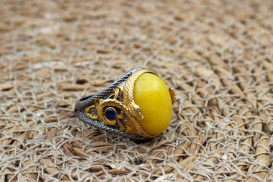 Men's Handmade Ring, Agate Ring, Turkish Handmade Silver Men Ring