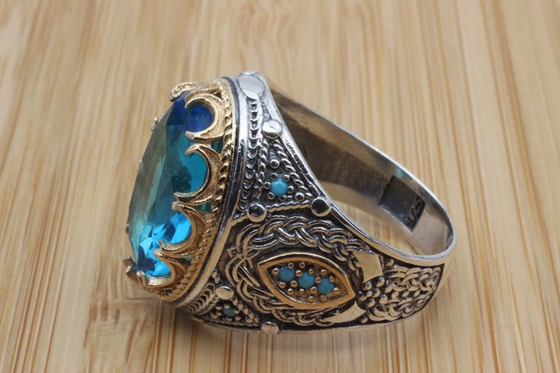 Aquamarine Ring Men's Handmade Ring Turkish Handmade - Etsy
