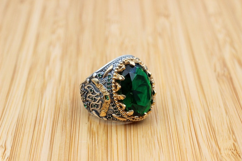 Emerald Men's Ring Handmade Mens Ring Turkish Handmade Etsy