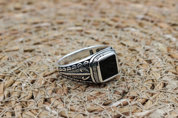 Handmade Sterling Silver Onyx Ring - Ottoman Style Mens Jewelry - Etsy