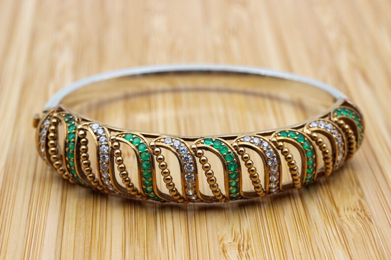 Bangle Bracelet Emerald Bracelet Gift for Him Handmade Bracelet 925k Sterling Silver, Turkish Handmade Bangle Cuff Ottoman Bracelet