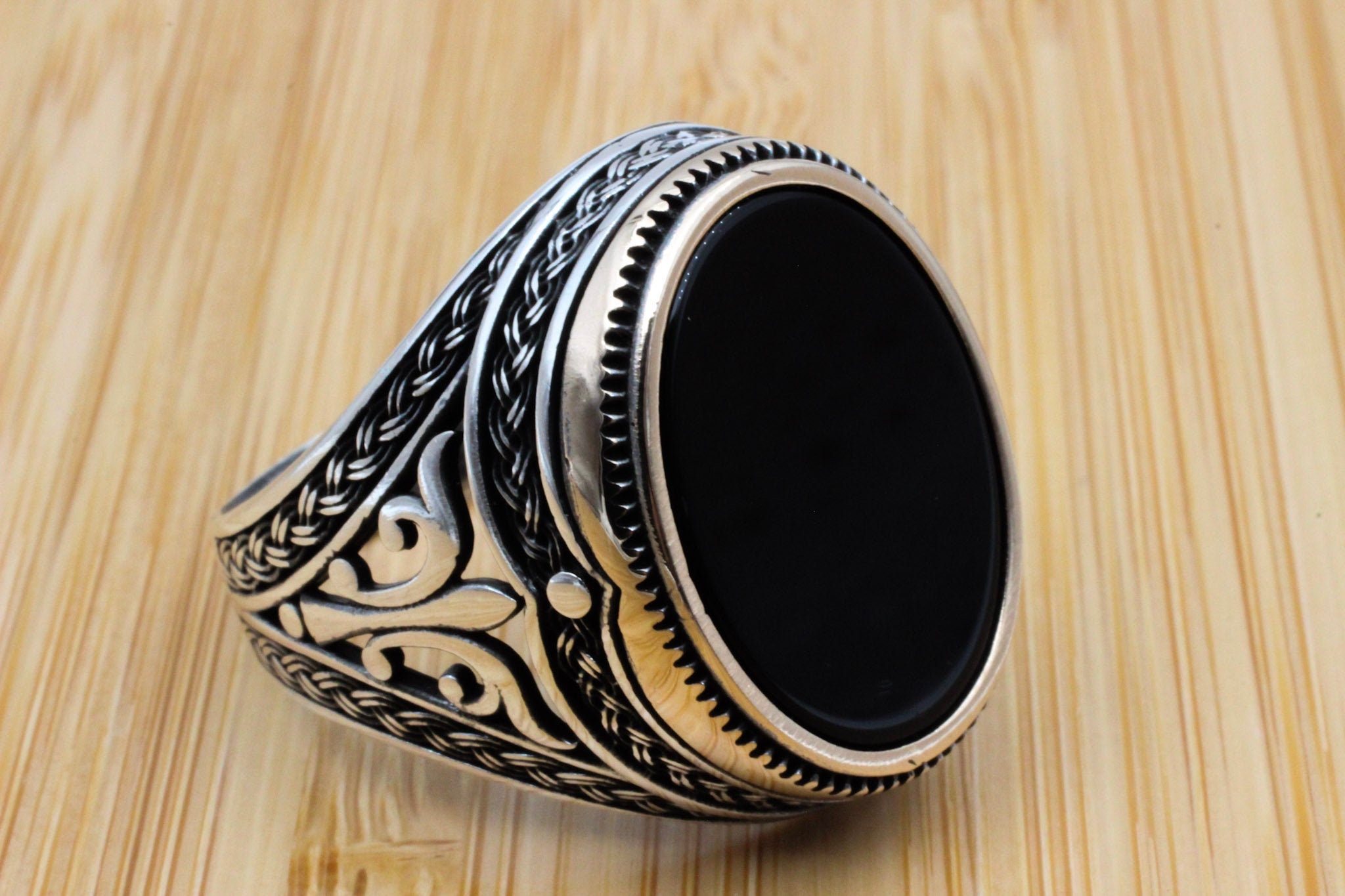 Buy Handmade Ottoman Onyx Ring: 925 Sterling Silver & Bronze