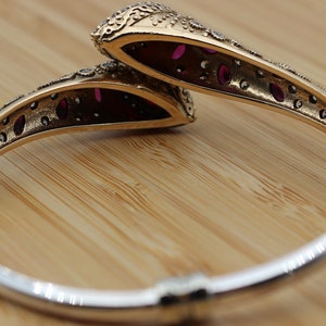 Ruby Bracelet, Ottoman Bracelet, Handmade Bracelet, Bangle Cuff, Bangle Bracelet, Turkish Handmade, Gift For Her, 925k Sterling Silver, Ruby image 4