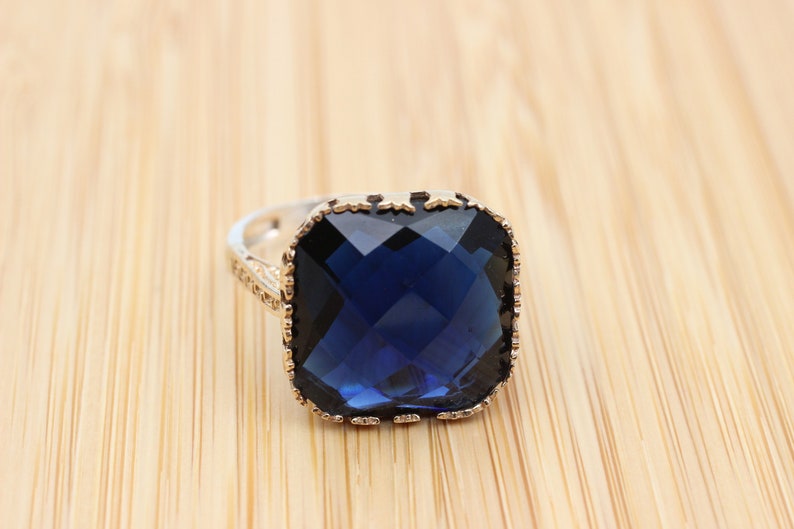Ottoman Women Ring Handmade Women/'s Ring Ladies Ring Authentic Ring Turkish Handmade Ring 925k Sterling Silver Sapphire Topaz Ring