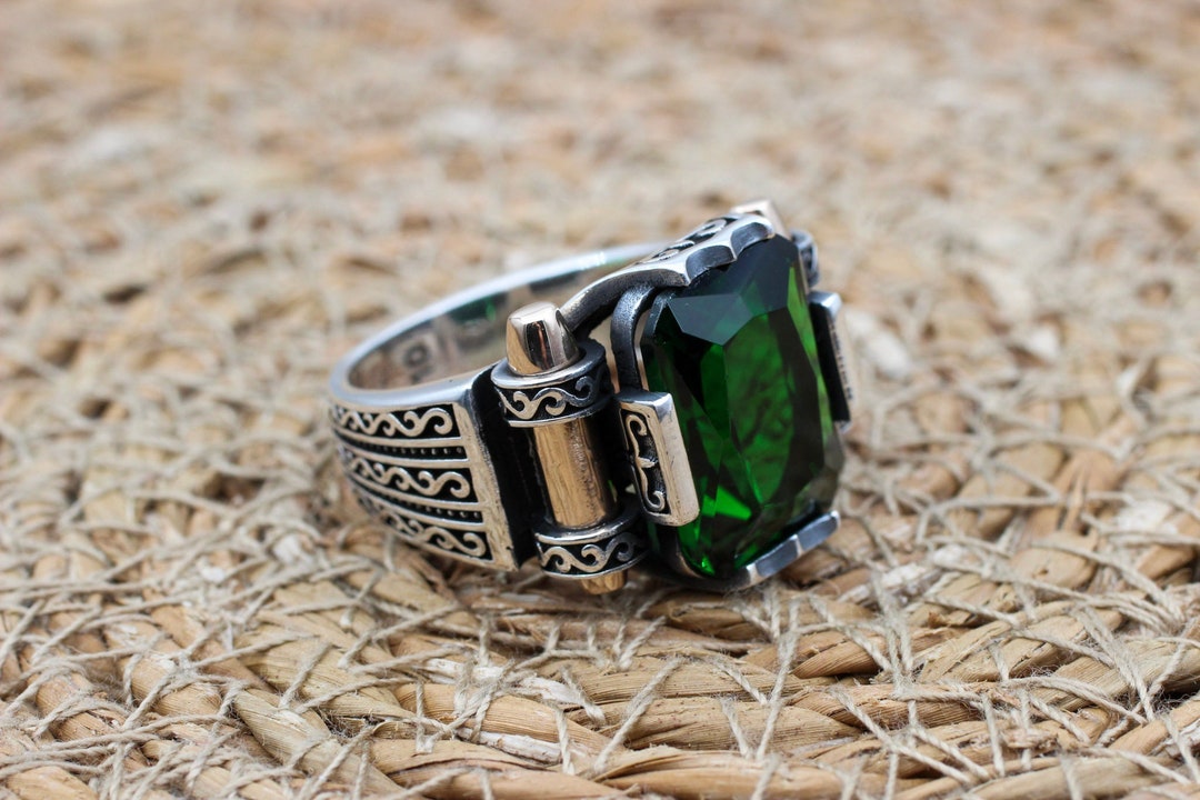 エメラルドメンズリング、オスマン帝国のメンズリング、手作りメンズ