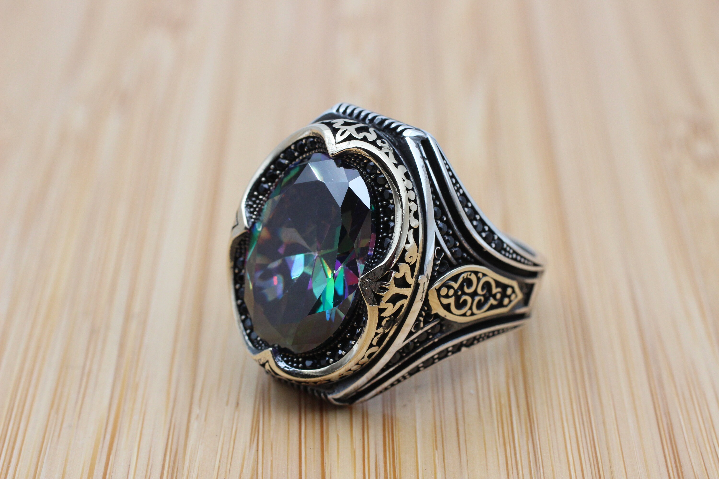 Mystic Topaz Ring Handmade Ring Turkish Handmade Silver Men - Etsy