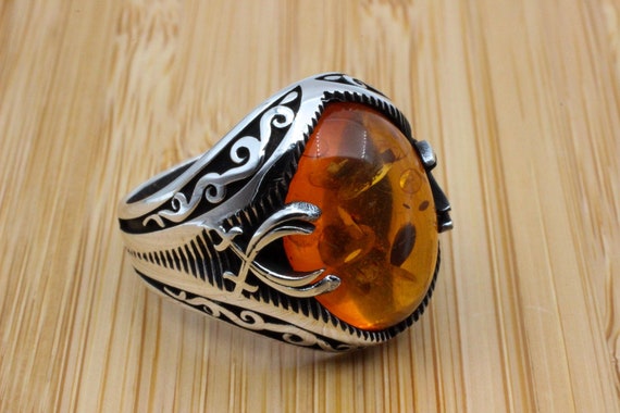 Bague en ambre bague homme faite main bague homme ottomane bague homme turque en argent faite main bijoux pour homme cadeau pour lui bague en argent sterling 925 carats Etsy France
