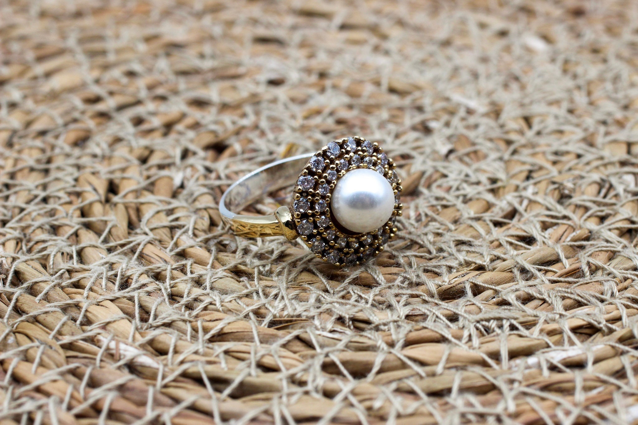 Handmade Women Ring, Pearl Ring, Turkish Handmade Ring, Authentic Ring, Ottoman Women Ring, Zircon Ring, Ladies Ring, 925k Sterling Silver,