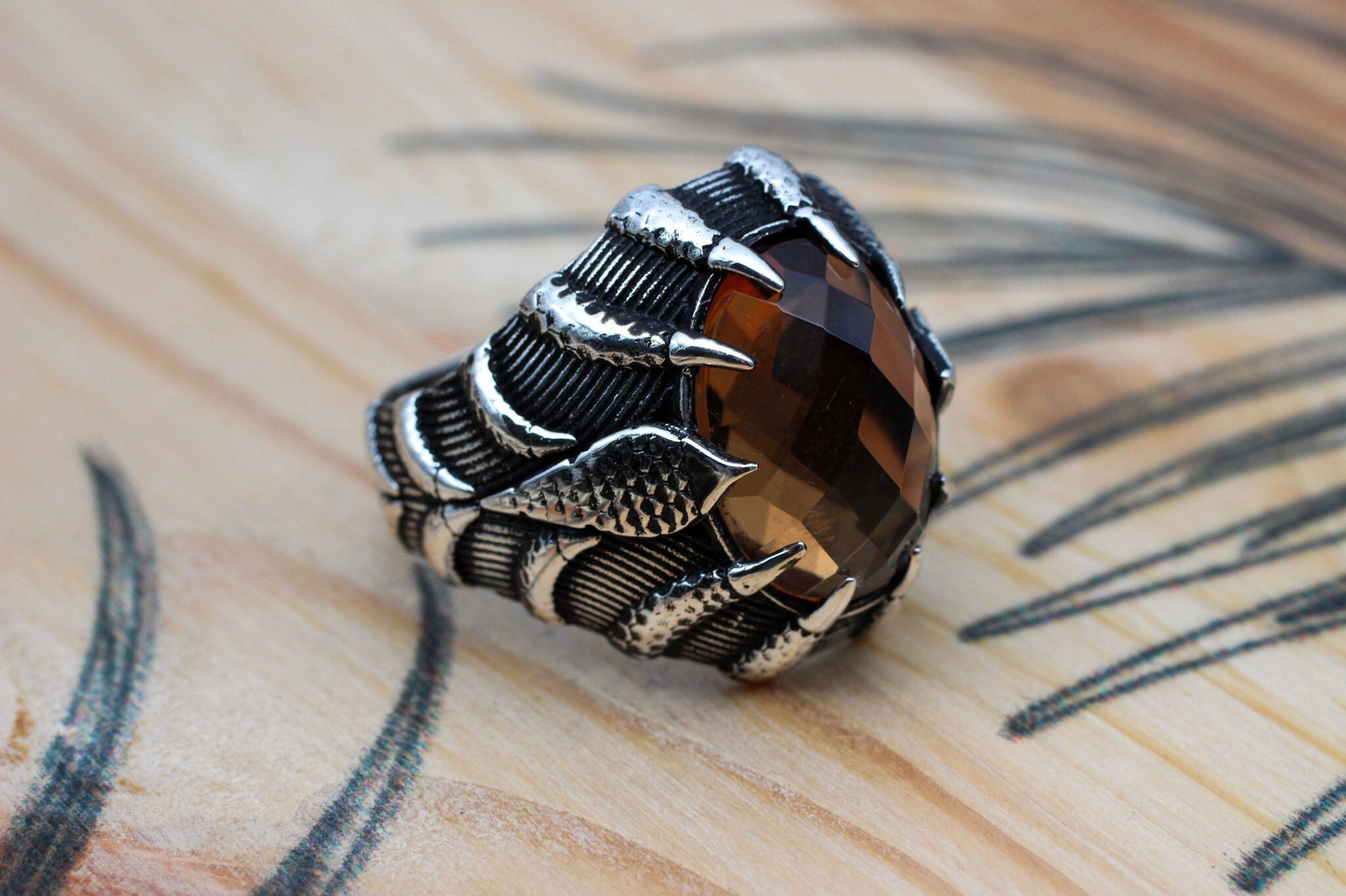 Alexandrite Men's Ring, Handmade Men's Ring, Turkish Handmade Silver Men Ring, Ottoman Men Ring, Men's Jewelry, 925k Sterling Silver Ring