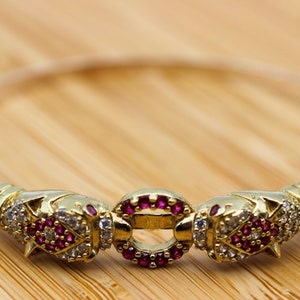 Ruby Bracelet, Snake Bracelet, Handmade Bracelet, Bangle Cuff, Turkish Handmade, Animal Bracelet, Gift for Her, 925k Sterling Silver, Ruby image 1