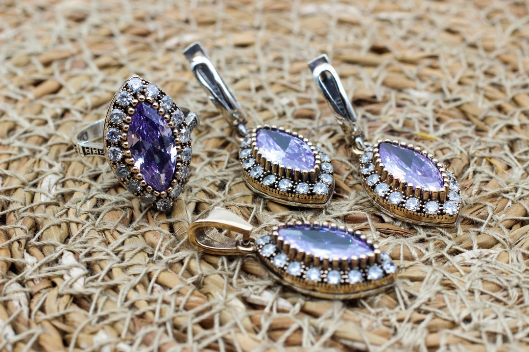 Amethyst Set, Authentic Set, Handmade Set Women, Turkish Handmade ...