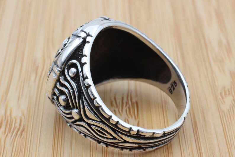 Gift for Him Men/'s Jewelry Ottoman Ring Turkish Handmade Silver Men Ring 925k Sterling Silver Ring Mens Handmade Ring Sapphire Ring
