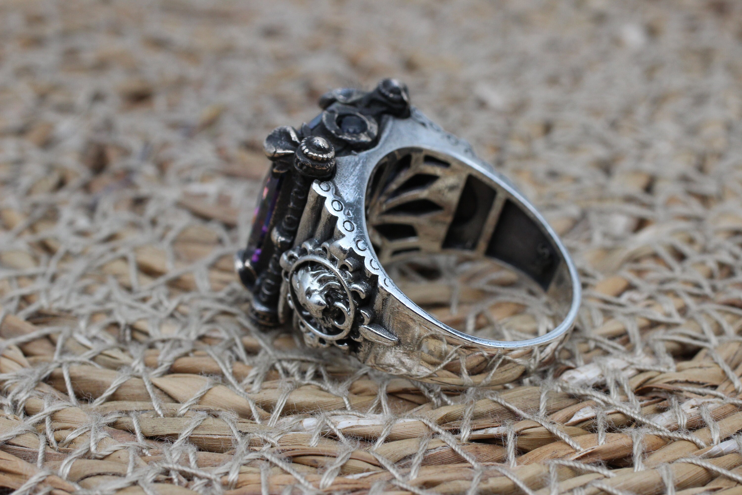 ミスティックトパーズ メンズリング：トルコ製ハンドメイド 925K