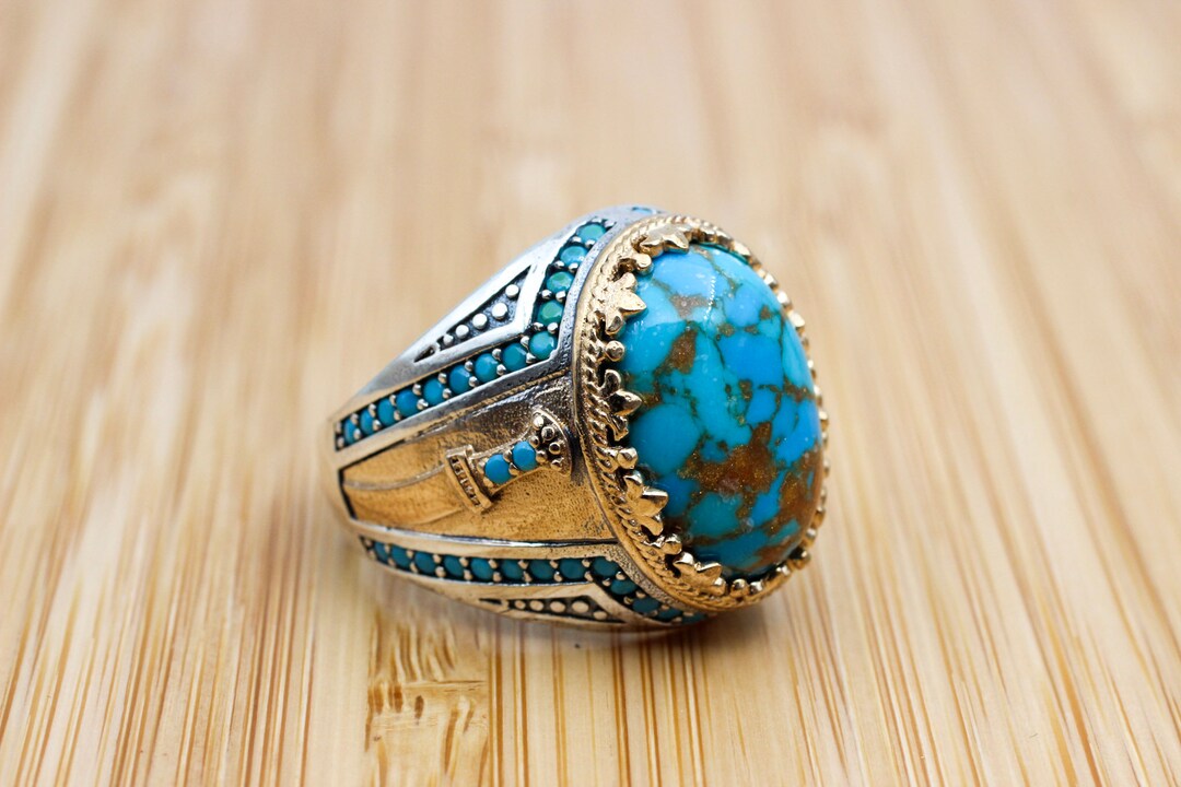 Handmade 925k Sterling Silver Turquoise Yemeni Ring, Ottoman Style - Etsy