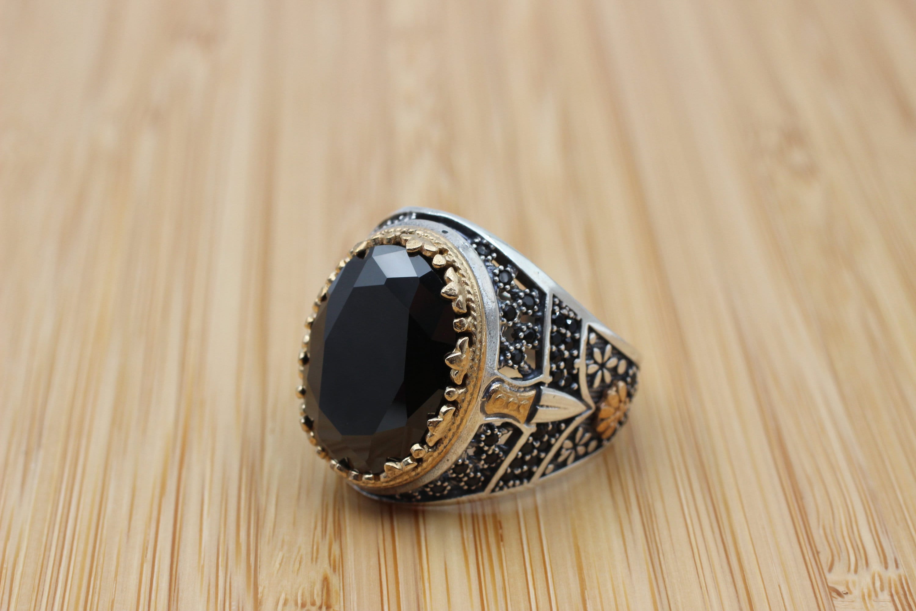 Onyx Ring Men's Ring Turkish Handmade Ring Silver - Etsy