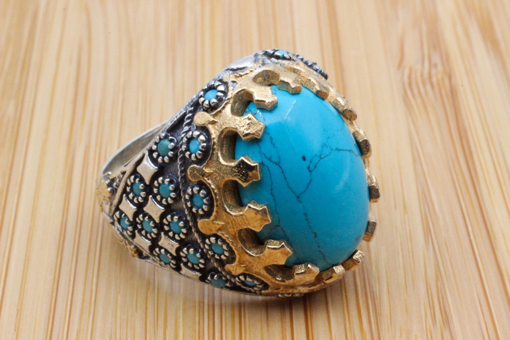 Turquoise Men's Ring Handmade Ring Turkish Handmade | Etsy
