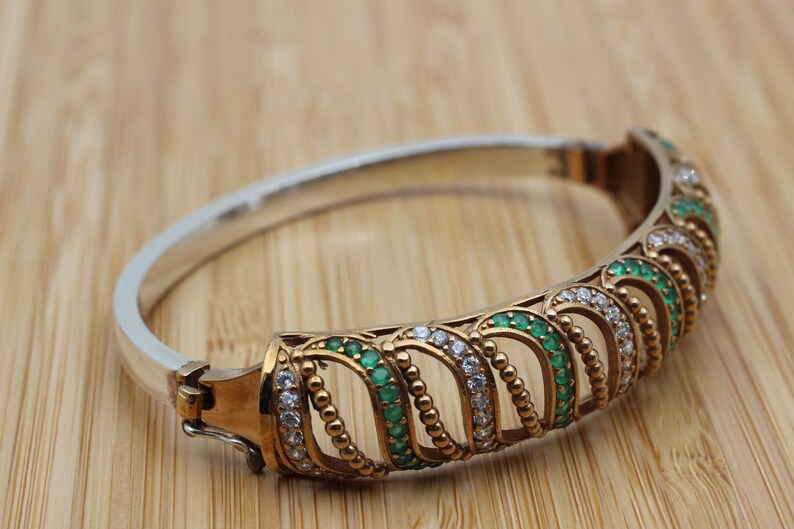 Bangle Bracelet Emerald Bracelet Gift for Him Handmade Bracelet 925k Sterling Silver, Turkish Handmade Bangle Cuff Ottoman Bracelet