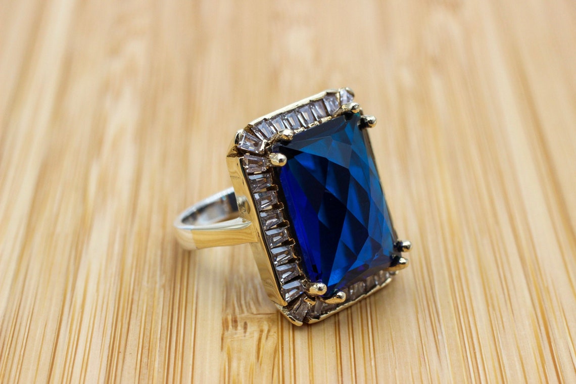 Sapphire Topaz Ring Handmade Women's Ring Authentic - Etsy