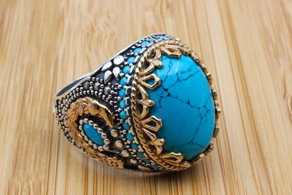 Turquoise Men's Ring Handmade Ring Turkish Handmade | Etsy