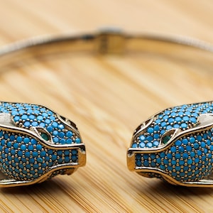 Handgemaakte turkooizen tijgerarmband: 925k sterlingzilveren armband