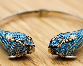 Turquoise Bracelet, Tiger Bracelet, Handmade Bracelet, Bangle Cuff, Turkish Handmade, Ottoman Bracelet, Gift For Her, 925k Sterling Silver