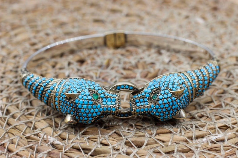 Turquoise Bracelet, Tiger Bracelet, Handmade Bracelet, Bangle Cuff, Turkish Handmade, Ottoman Bracelet, Gift For Her, 925k Sterling Silver image 2