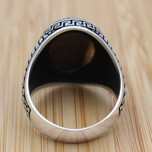 Men's Handmade Ring, Turkish Handmade Silver Men Ring, Ottoman Ring, Tiger Eye Ring, Men's Jewelry, Gift for Him, 925k Sterling Silver Ring image 6