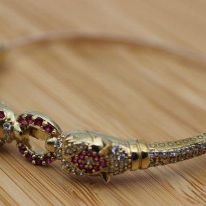 Ruby Bracelet, Snake Bracelet, Handmade Bracelet, Bangle Cuff, Turkish Handmade, Animal Bracelet, Gift for Her, 925k Sterling Silver, Ruby image 3
