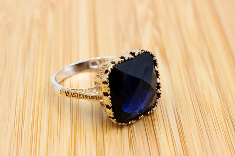 Ottoman Women Ring Handmade Women/'s Ring Ladies Ring Authentic Ring Turkish Handmade Ring 925k Sterling Silver Sapphire Topaz Ring
