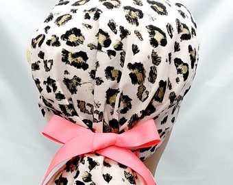 Women/'s Surgical Scrub Cap red and pink geometric Valentine\u2019s Day Ponytail