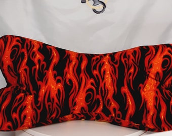 neck pillow, travel pillow, reading bone, bone shaped pillow, flames, gift, personalization