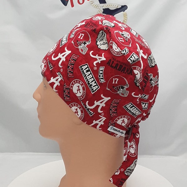 alabama, surgical scrub hat, women scrub hats, men scrub cap, chemo hats ponytail scrub hats  ribbon