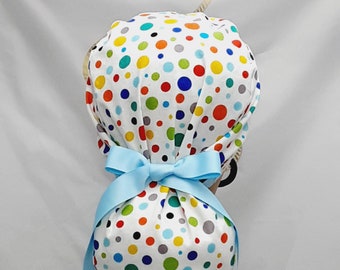 gorros de quirófano para mujer, gorros quirúrgicos, gorros de quirófano para mujer, gorro de quirófano para mujer, gorro de quirófano con puntos brillantes, cinta para cola de caballo