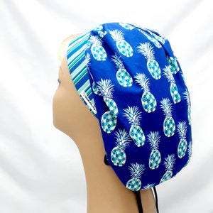 bouffant surgical, womens scrub hats, bouffant scrub hat, scrub cap for women,  pineapple, scrub hat  ribbon