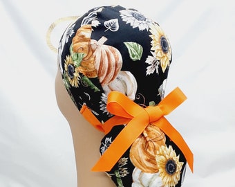 womens scrub hoeden, chirurgische pet, scrub caps, scrub hoeden, operatie caps, oogst pompoenen, zwart, scrub hat