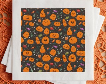 Halloween Pumpkins Paper Napkins, Spooky Harvest Party Napkins, Autumn Cocktail Napkins, Haunted Table Decor, Set of 50