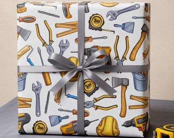 Tools Wrapping Paper, Mechanic Gift Wrapping Paper, Workshop Gift Wrap, Handyman Gift Wrap, Construction Tools Gift