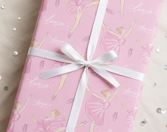Ballerina Wrapping Paper, Ballet Gift Wrap, Ballet Slippers Birthday Party, Dance Gift Packaging