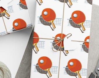 Ping Pong Wrapping Paper, Table Tennis Gift Wrap, Sports Themed Birthday Gift Packaging
