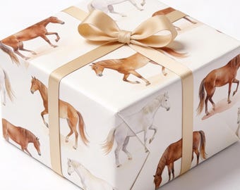 Horse Wrapping Paper, Equestrian Gift Wrap, Horse Lover Gift, Western Cowboy Birthday