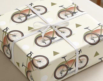 Gravel Bike Wrapping Paper, Cycling Birthday Gift Wrap, Bicycle Biking Packaging